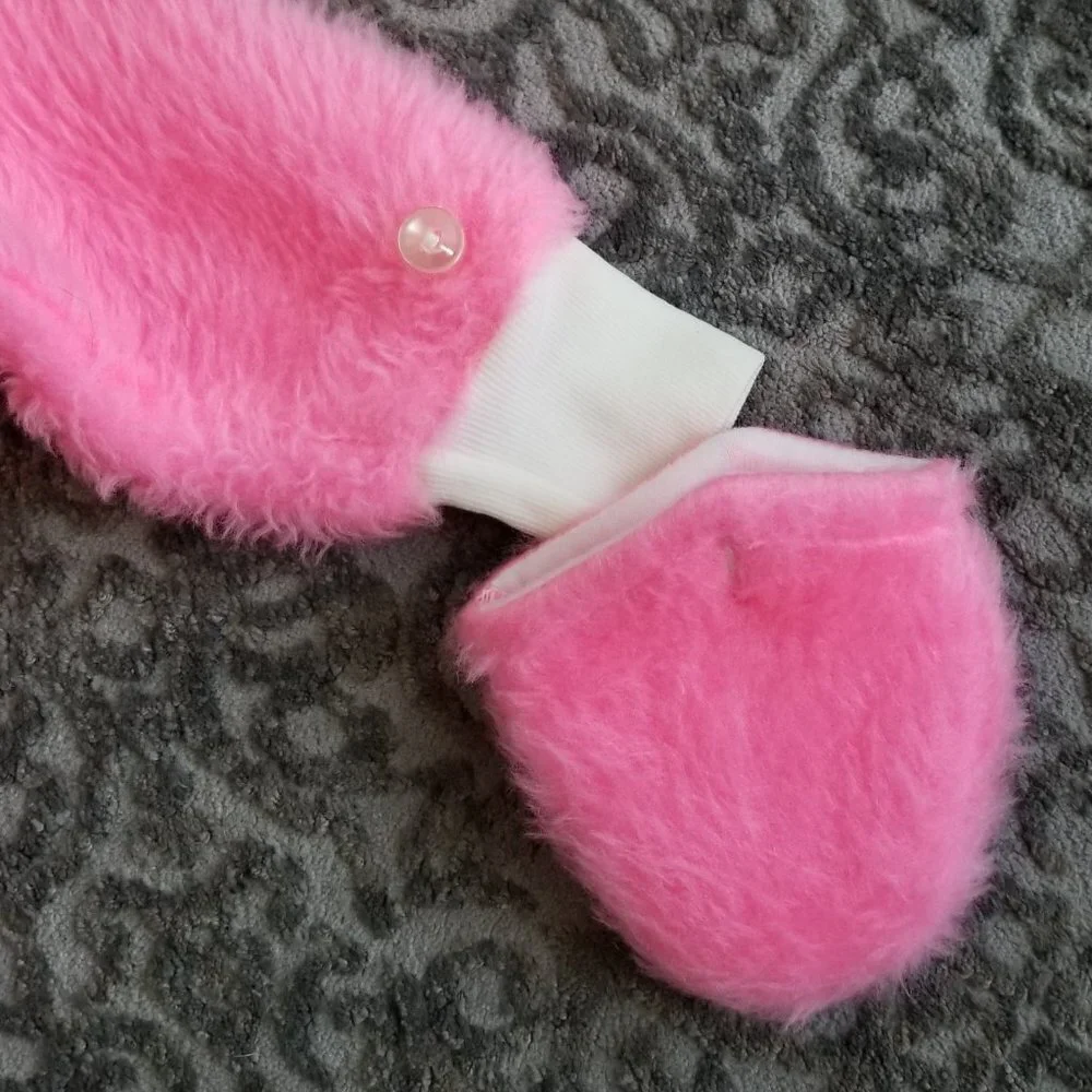 Pink Vintage Baby Jacket with Connected Mittens